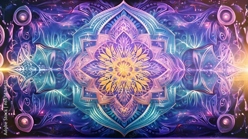 3D kaleidoscope mandala abstract background of trippy art psychedelic trance to open third eye with visuals energy chakra futuristic audiovisual vj seamless loop psychedelic moving energy background