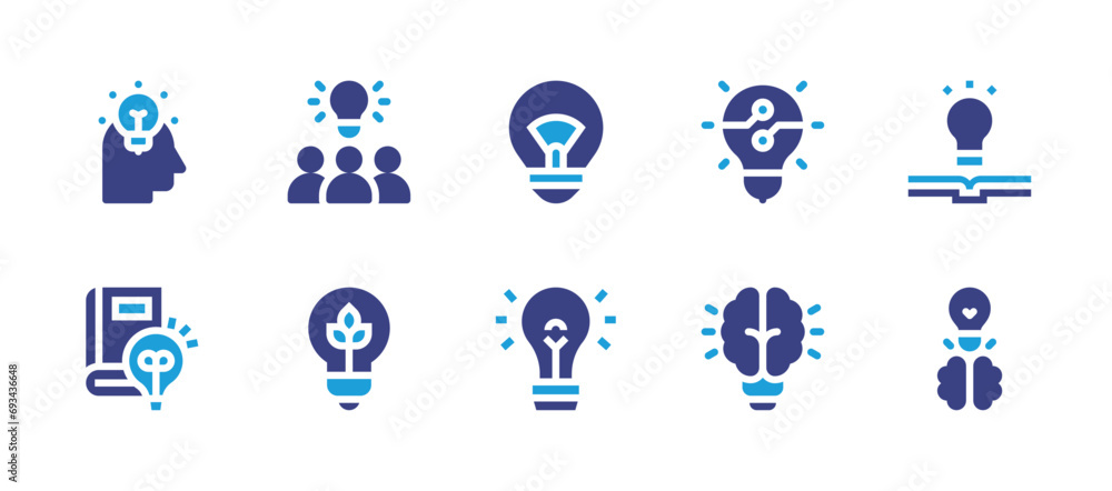 Idea icon set. Duotone color. Vector illustration. Containing idea, light bulb, creativity.