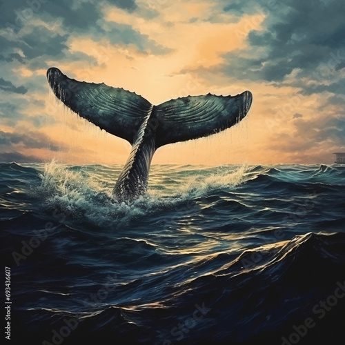 Whale tail in the sea. © DALU11