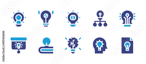 Idea icon set. Duotone color. Vector illustration. Containing light bulb, idea, no idea.