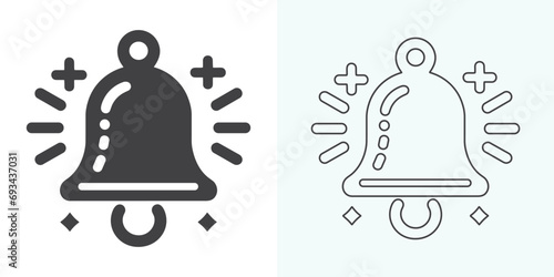 Christmas Bell Icon. Christmas Bell Icon. Notification bell icon for incoming inbox messages. Vector ringing bell and notification number sign for alarm clock and smartphone application alert photo