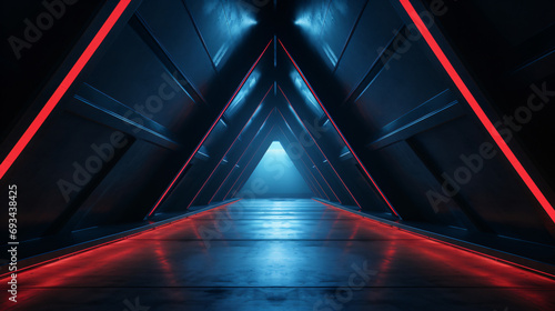 Triangle Futuristic Sci Fi Cyber Neon Laser Blue Red