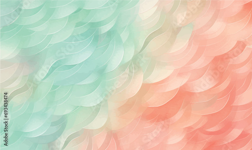 abstract colorful background watercolor pattern, coral and mint green colors