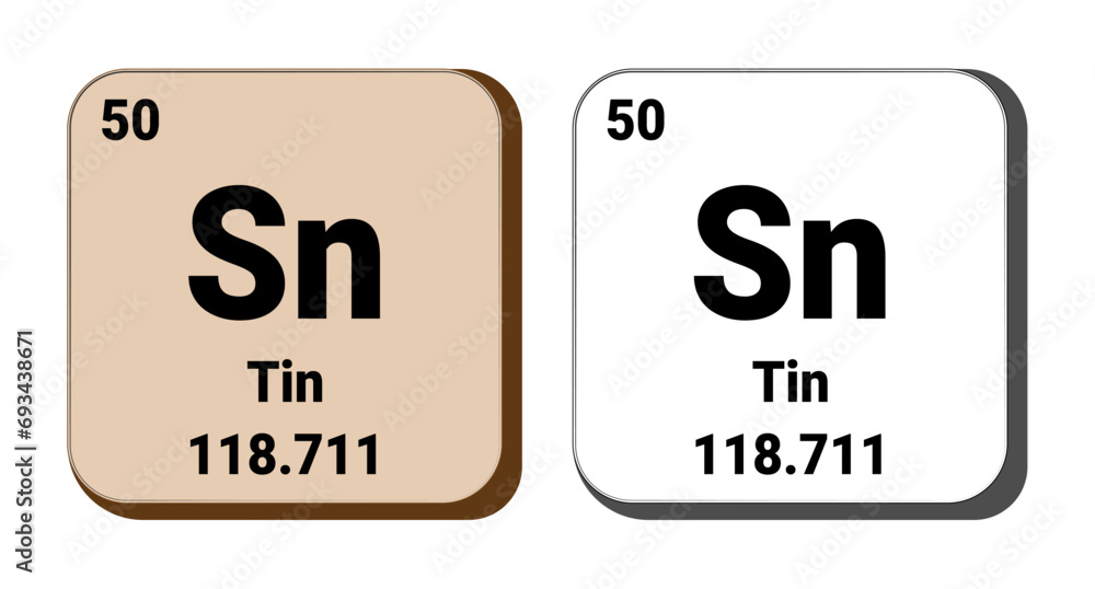 Sn, Tin element vector icon, periodic table element. Vector illustration EPS 10 File. Isolated on white background. Sn, Tin element vector icon, periodic table element. Vector illustration EPS 10 File. Isolated on white background.