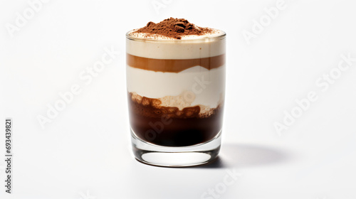 A glass of mocha java arranged in layers set solemnly