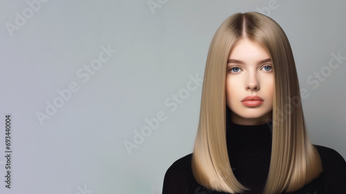 A Woman with long, straight blonde hair, english straight hairstyles for women, best hairstyle photo