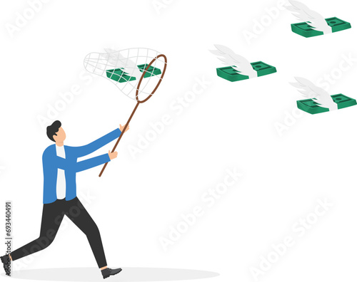 Losing money from business failure or investment mistake, tax or debt problem, bankruptcy or economic crisis or recession concept,

