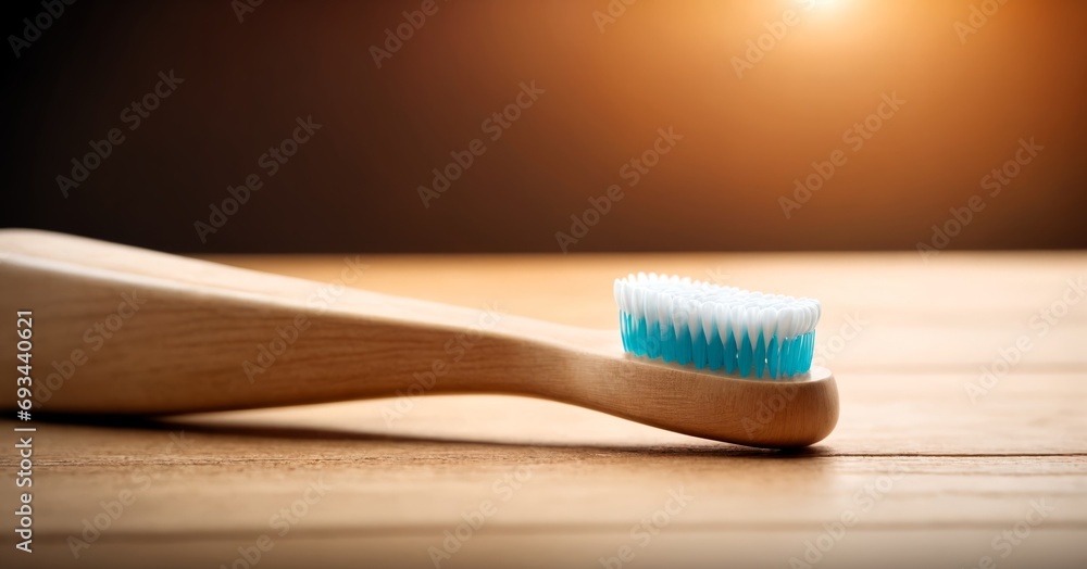 Concept for oral hygiene with a wooden toothbrush, toothpaste, Copy space. Place for text Concept for oral hygiene with a wooden toothbrush, toothpaste, Copy space. Place for text