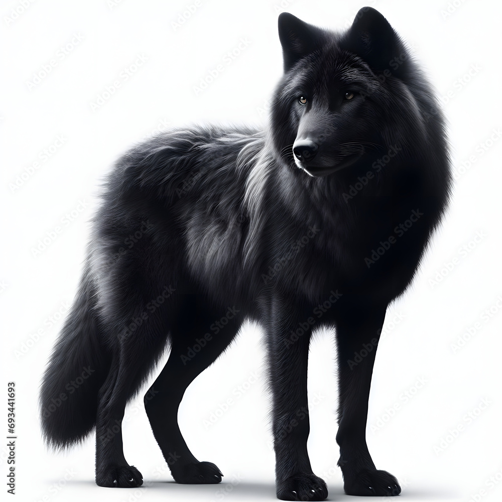 Fototapeta premium black wolf close up, aislado con fondo blanco