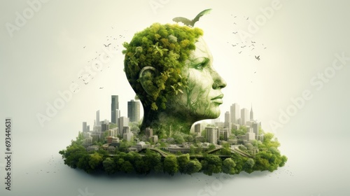 carbon footprint, and green urban living concept photo