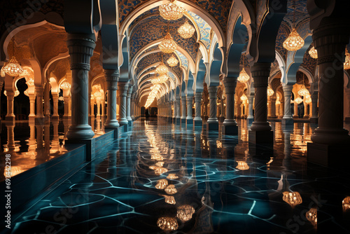 detailed architecture of mosques during Ramadan, emphasizing the beauty and cultural richness in a commercial photo photo
