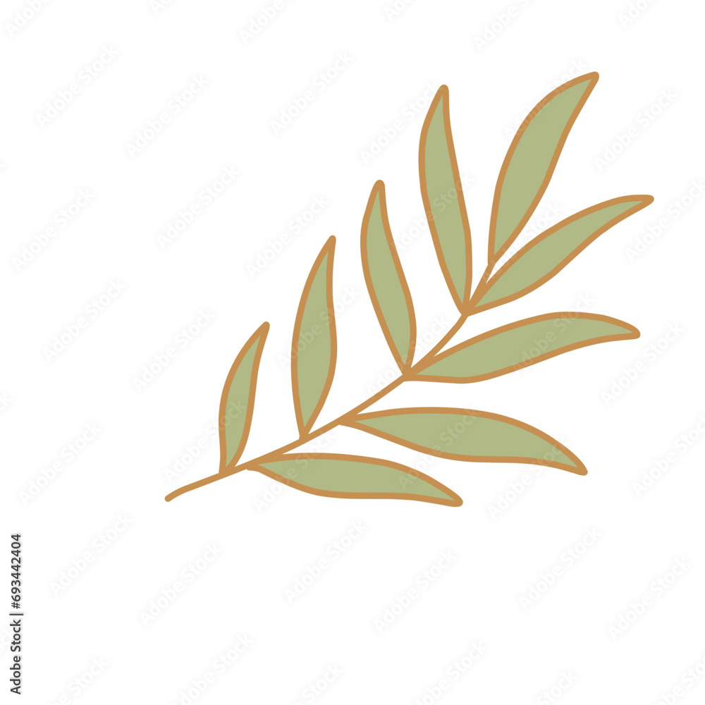 Cute Branch Leaves Illustration Cute Branch Leaves Illustration