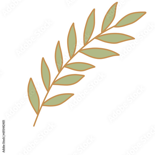 Cute Branch Leaves Illustration