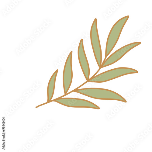 Cute Branch Leaves Illustration