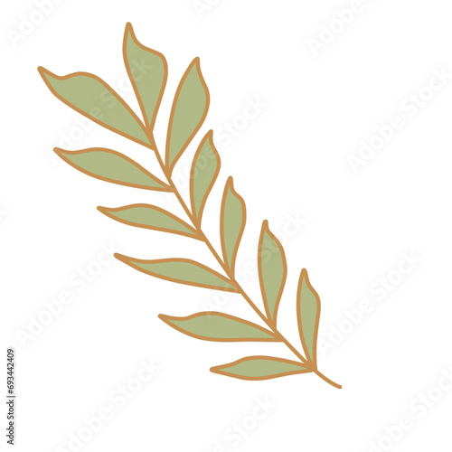 Cute Branch Leaves Illustration