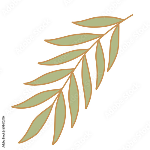 Cute Branch Leaves Illustration