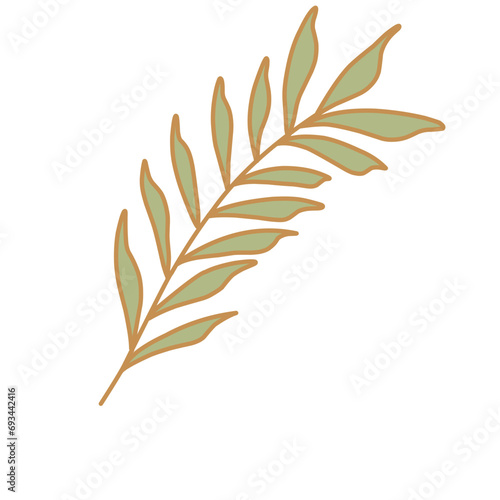 Cute Branch Leaves Illustration