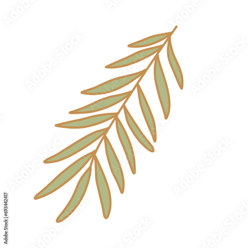 Cute Branch Leaves Illustration
