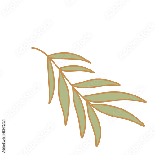 Cute Branch Leaves Illustration