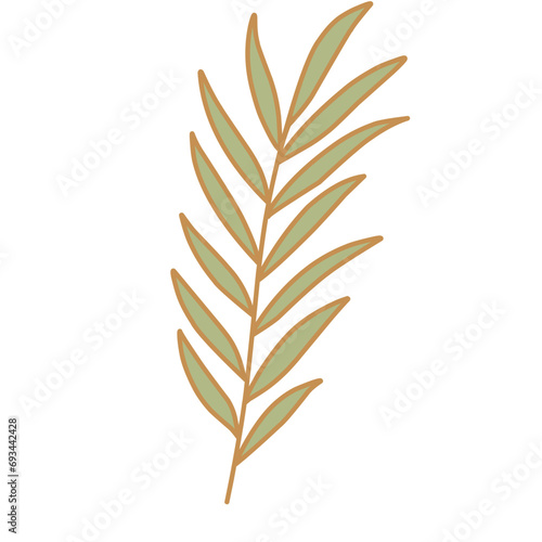 Cute Branch Leaves Illustration