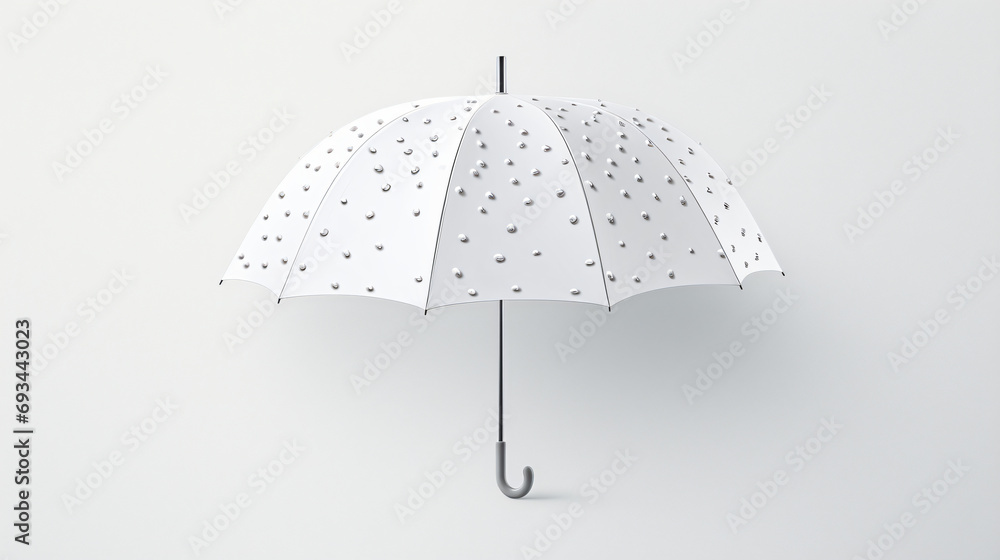 White Umbrella with White Droplets 3d illustration