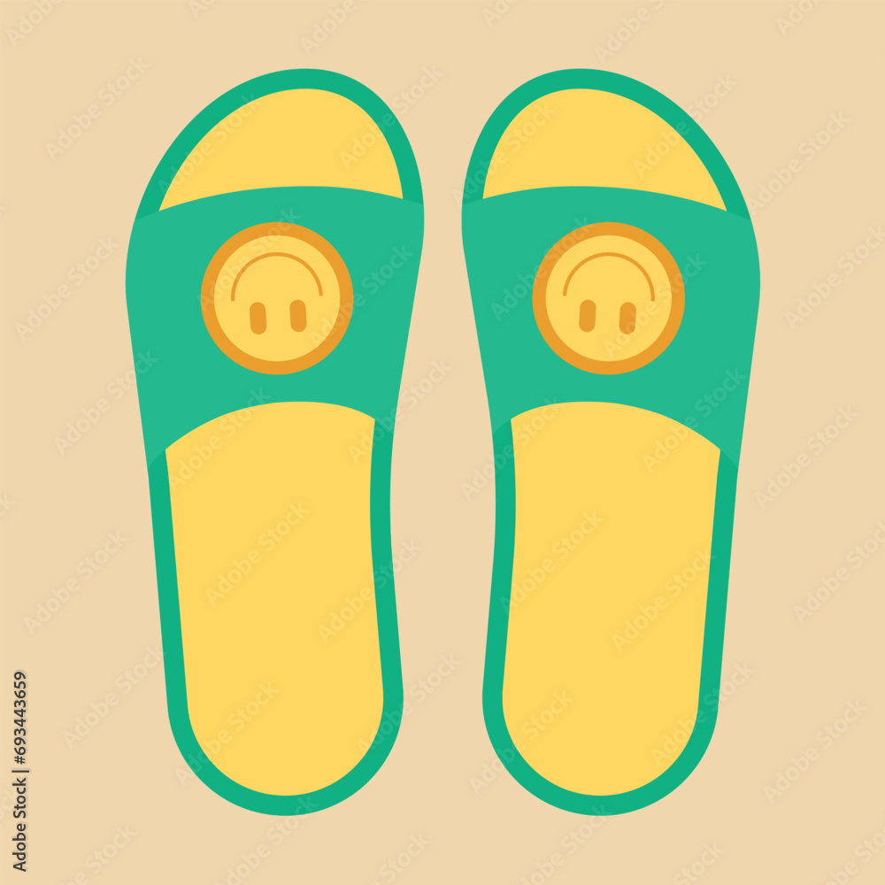 Beach flip sandal flat vector illustration Beach flip sandal flat vector illustration