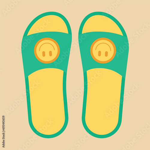 Beach flip sandal flat vector illustration