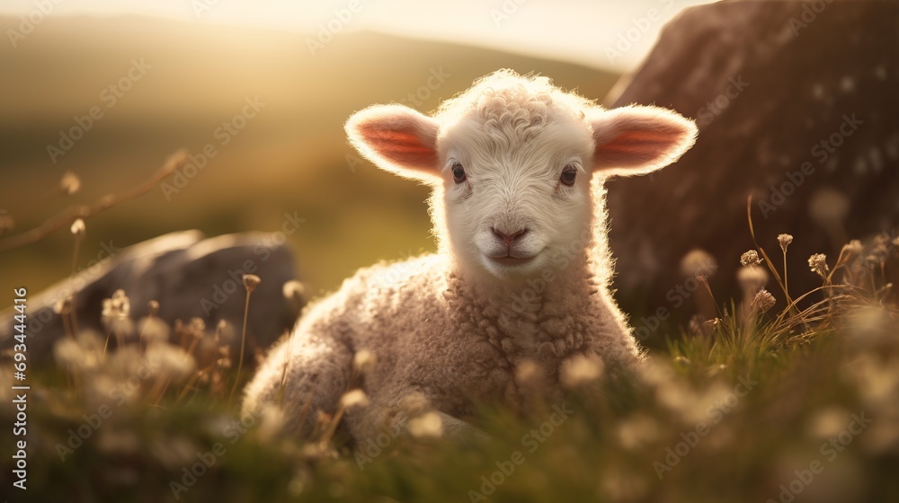 Obraz premium a baby sheep in a farm
