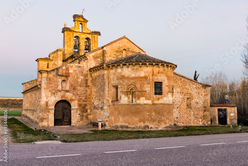 Our Lady of Asuncion church early in the morning in Castillejo de Mesleon. Segovia. Spain. Europe.