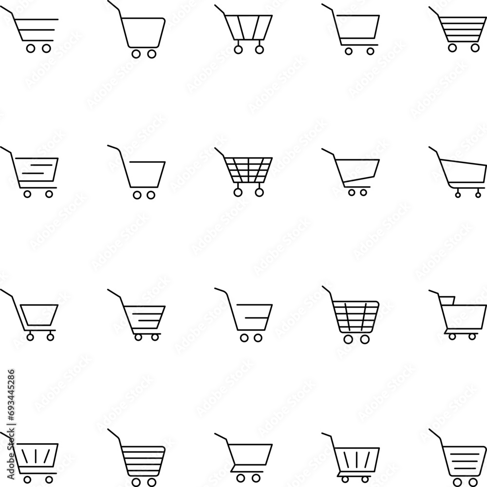 Shopping Cart Vector Icons Collection. Suitable for books, stores, shops. Editable stroke in minimalistic outline style. Symbol for design