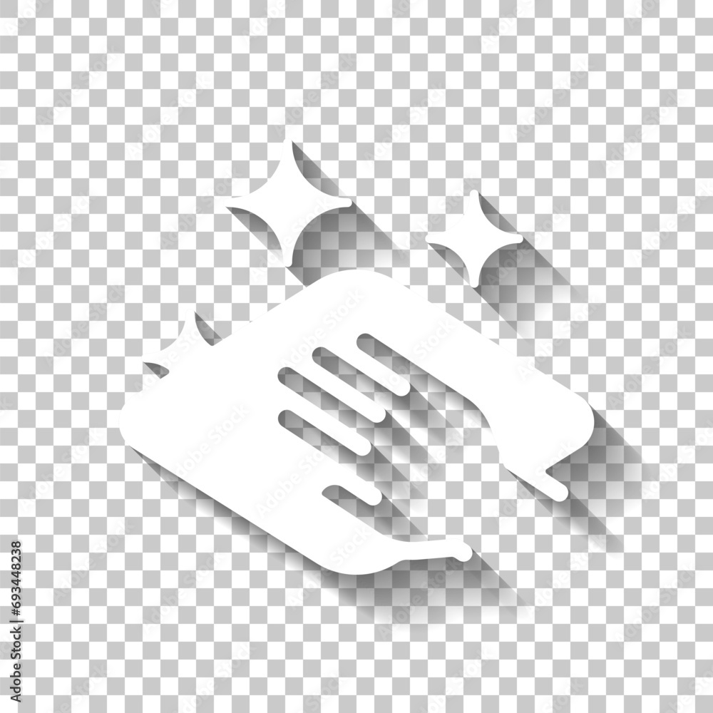 Clean surface, wipe to disinfect, simple icon. White icon with shadow on transparent background Clean surface, wipe to disinfect, simple icon. White icon with shadow on transparent background