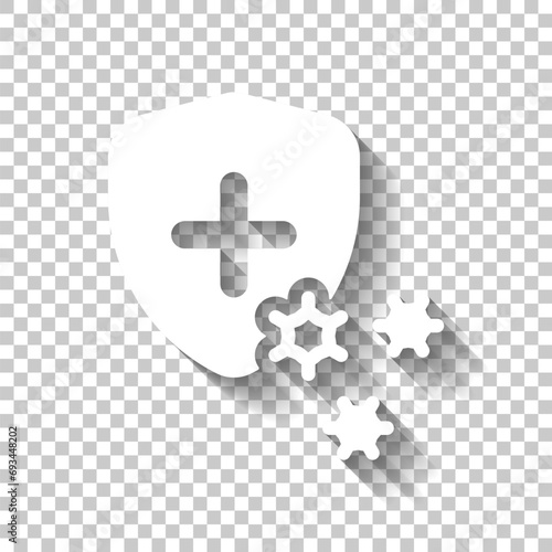 Immune system, antivirus protection, simple medical icon. White icon with shadow on transparent background