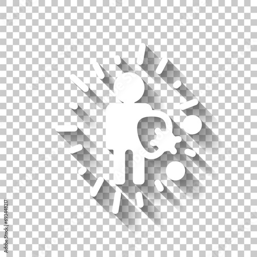 Immune system, antivirus protection, simple medical icon. White icon with shadow on transparent background