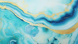 ArtGold Elegance: Vibrant Geode Painting - Contemporary Artist's Masterpiece of Aquamarine Swirls on Canvas - Unique Abstract Design for Modern Interior Decor.