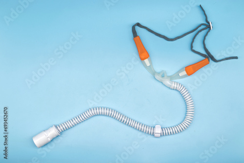 nasal cannula high flow on blue background photo