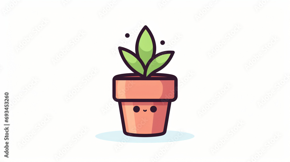 Cute potted plant simple icon illustration