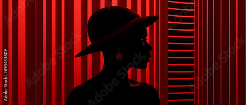 Silhouette of a Woman in a Stylish Hat