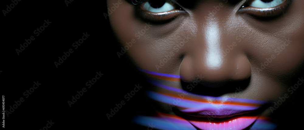 A Colorful Lip Art on a Woman's Face A Colorful Lip Art on a Woman's Face