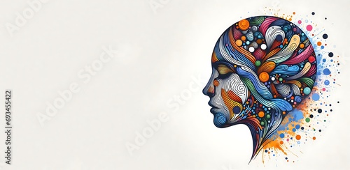 illustration of colorful brain splash Brainstorm and inspiring concept, generative ai photo
