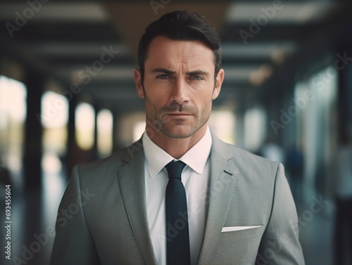 Portrait Attractive confident business man in business professional working office © Human AI
