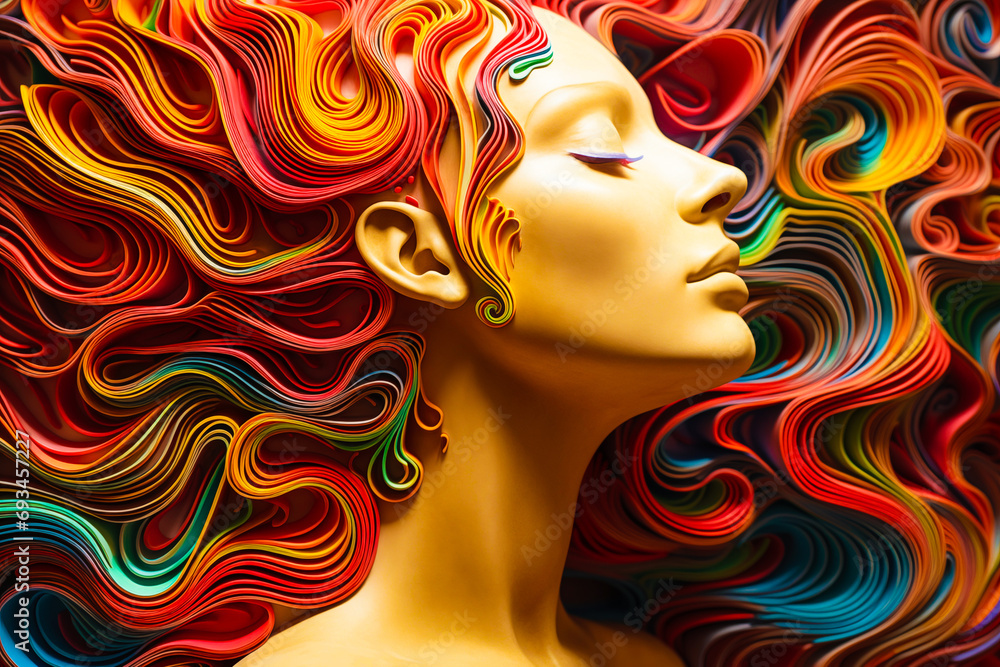 hyperrealistic neural pattern woman face abstract art hd background