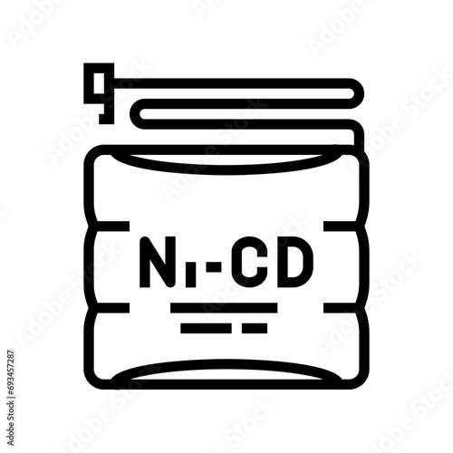 nickel cadmium battery line icon vector. nickel cadmium battery sign. isolated contour symbol black illustration