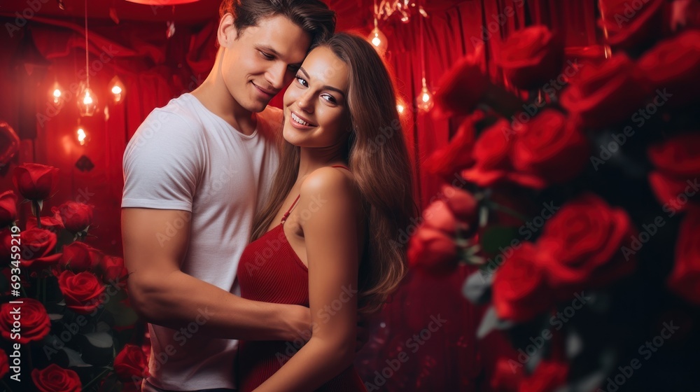 Happy young couple celebrating Valentine's Day Happy young couple celebrating Valentine's Day