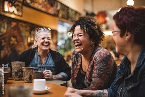 Supportive community gathering where people of all shapes and sizes engage in open conversations, fostering understanding and acceptance