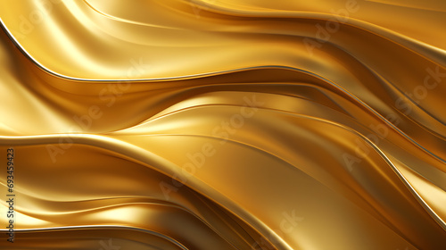 Wavy gold background with swirls. Pattern with overflows of caramel, butter or silk