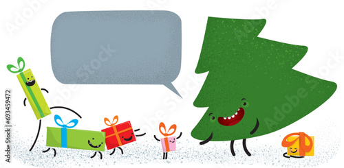 Christmas tree and cute gifts