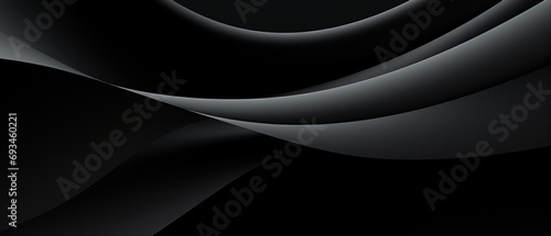 Abstract 3D design with black and grey waves made of satin or silk like material, design for backgrounds. photo