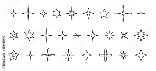 Set with linear glitter, stars and sequins. Doodle glitter isolated on white background.