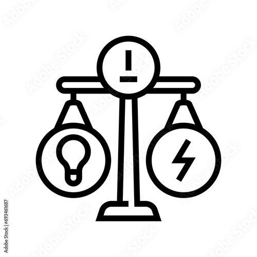 grid balancing energy line icon vector. grid balancing energy sign. isolated contour symbol black illustration