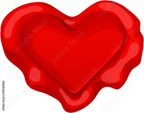 Photography Romantic red wax seal heart shape in cartoon style isolated on white background